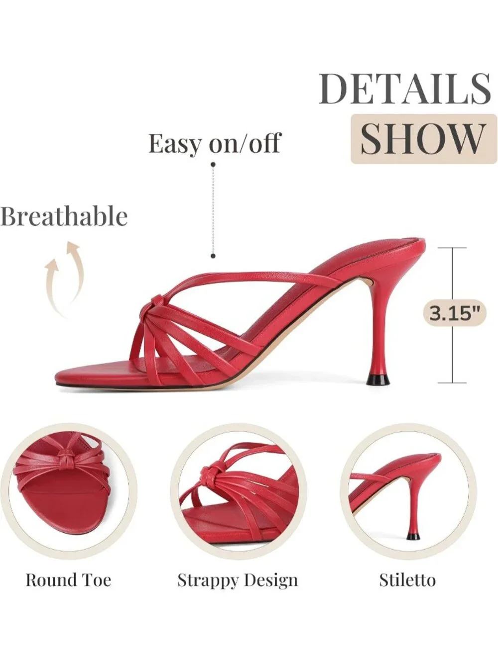 Women's Red Faux Leather Comfortable Summer Open Peep Toe Slingback Strappy Heel